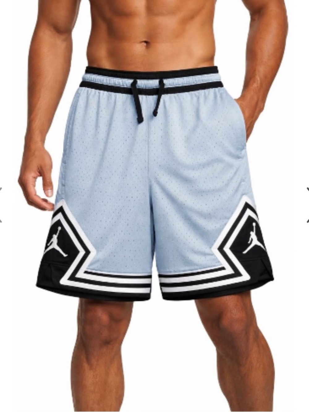 Nike Air Jordan Light Blue and Black Basketball Shorts with White Accents